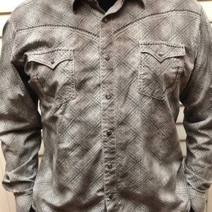 Wrangler Gray Plaid Dress Shirt